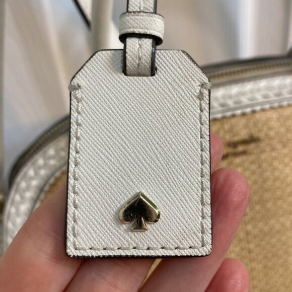 KATE SPADE White Leather  Wicker Two Top Handle Satchel Crossbody Shoulder Bag - Picture 2 of 15